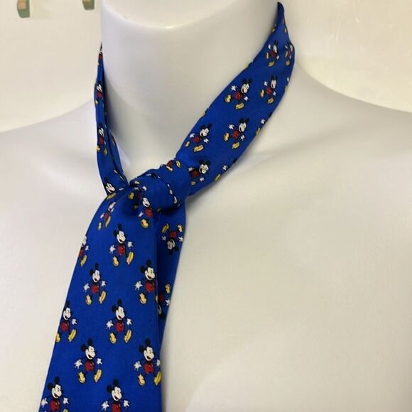 Mickey & Co by Balance Inc The Tie Works Blue Silk Tie with Mickey Throughout - Picture 2 of 8